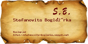 Stefanovits Boglárka névjegykártya
